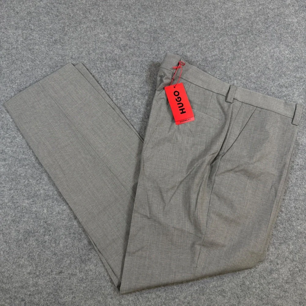 Hugo Boss Dark Grey Virgin Wool Blend Modern Fit Dress Trousers 36R 50494266